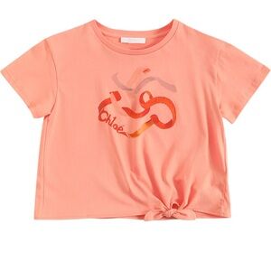 Chloé Peach / Pink Graphic Tee the Chloe design and tie front